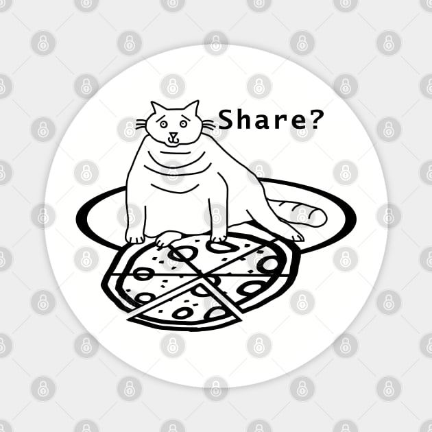 Chonky Cat finds Pizza Outline Magnet by ellenhenryart